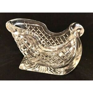 CRYSTAL 7”x 5" Christmas Santa Sleigh CANDY &‎ NUT Dish 24% Lead Candy Holiday